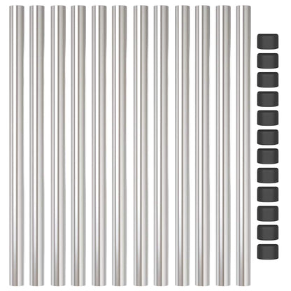 Zaunpfosten 12 pcs Silber 50 cm Pulverbeschichteter Stahl
