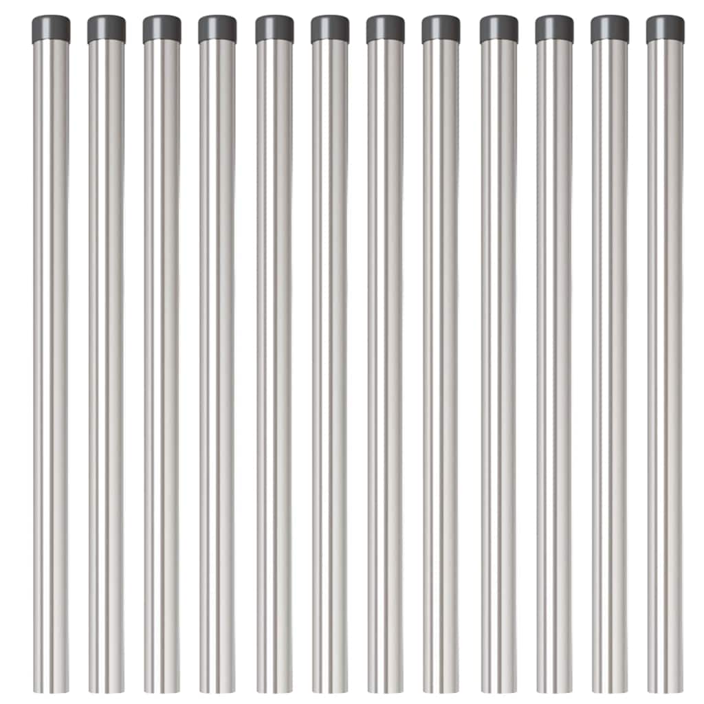Zaunpfosten 12 pcs Silber 60 cm Pulverbeschichteter Stahl