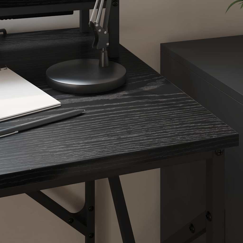 Schreibtisch mit Regal Schwarz Eichen-Optik 100 x 50 x 86,5 cm