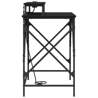 Schreibtisch mit Regal Schwarz Eichen-Optik 100 x 50 x 86,5 cm