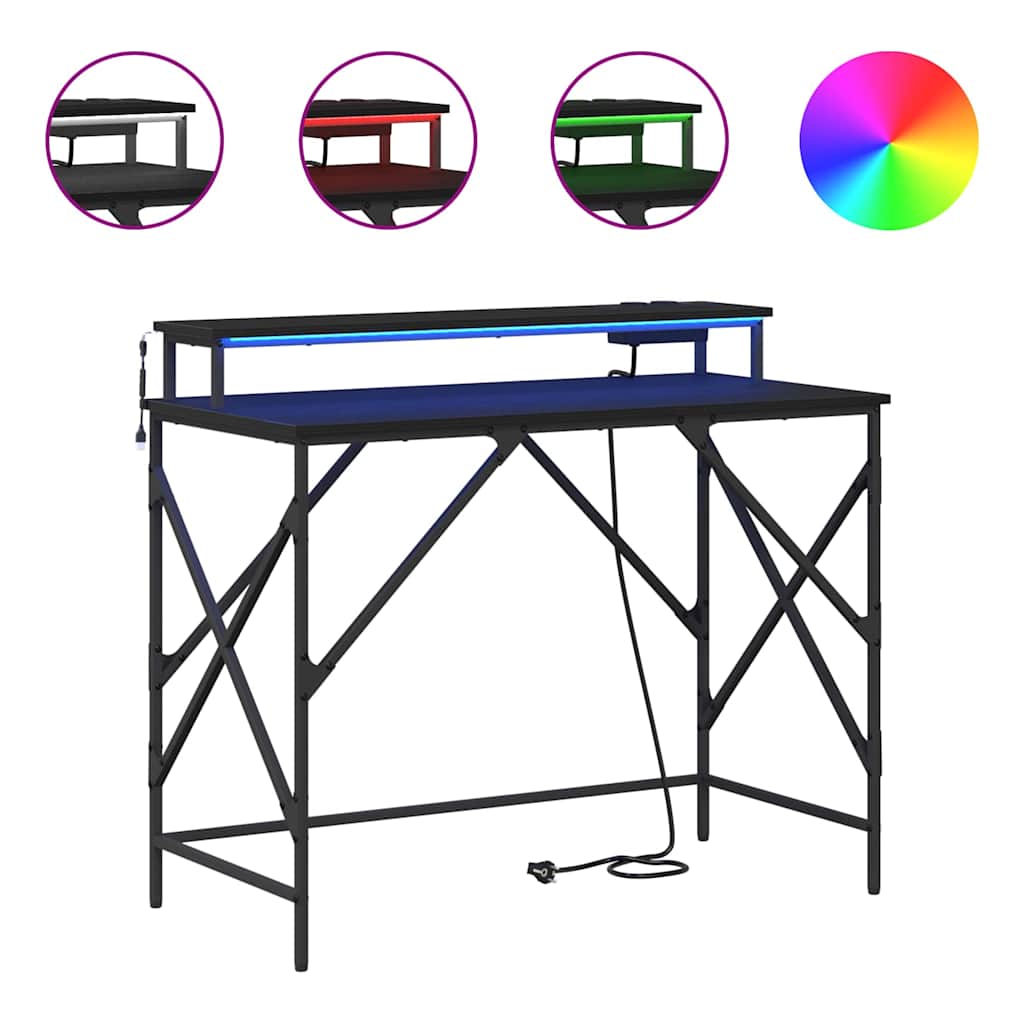 Schreibtisch mit Regal Schwarz Eichen-Optik 100 x 50 x 86,5 cm
