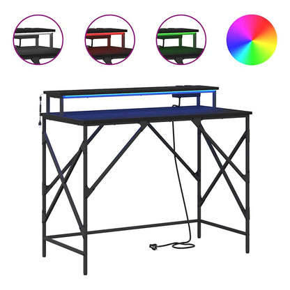 Schreibtisch mit Regal Schwarz Eichen-Optik 100 x 50 x 86,5 cm