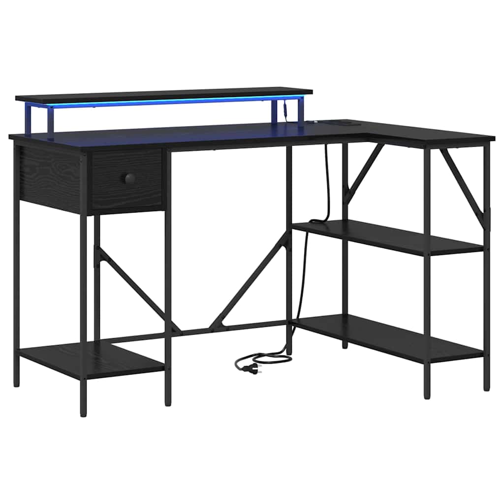 Schreibtisch mit Regal Schwarz Eichen-Optik 120 x 79 x 86,5 cm