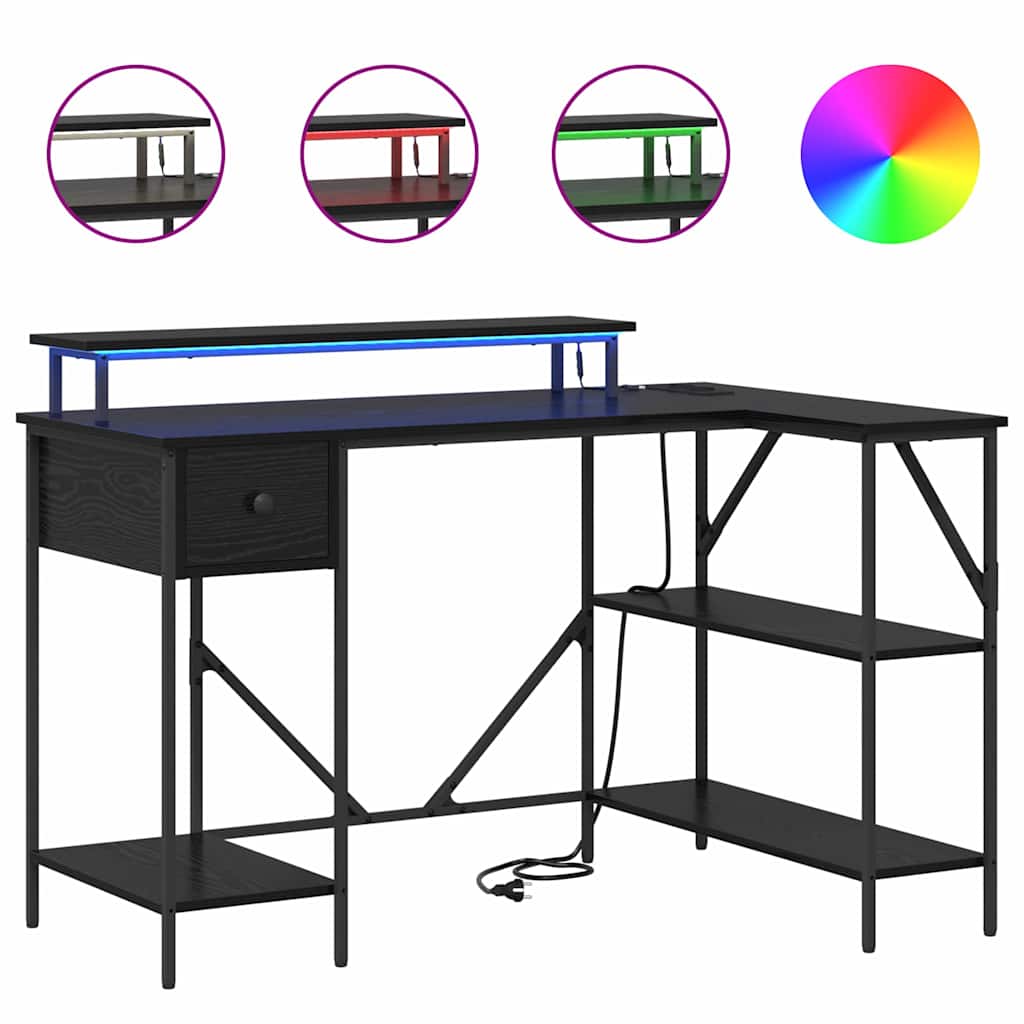 Schreibtisch mit Regal Schwarz Eichen-Optik 120 x 79 x 86,5 cm
