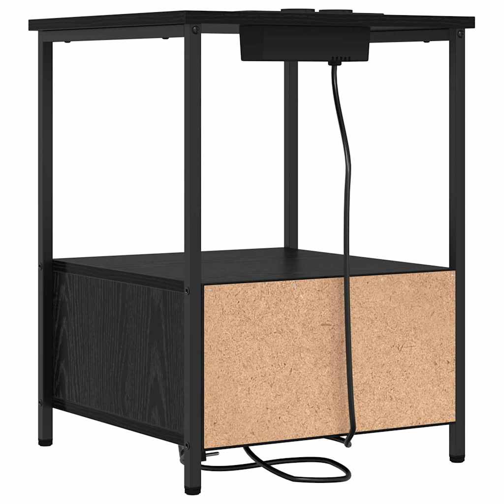 Nachttisch 2 pcs Schwarz Eichen-Optik 42 x 41 x 56 cm