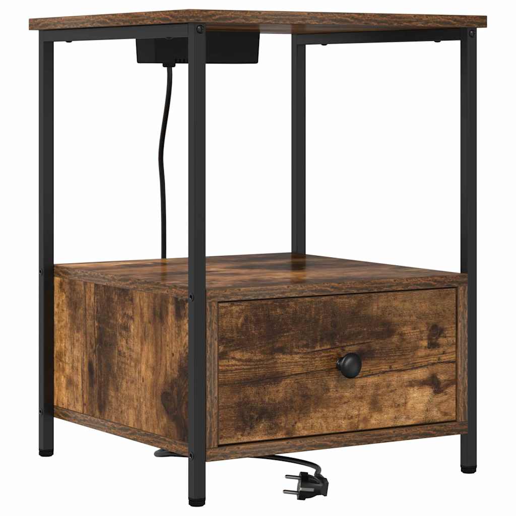 Nachttisch mit Speicher 2 pcs Geräucherte Eiche 42 x 41 x 56 cm