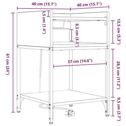 Nachttisch 2 pcs Sonoma-Eiche 40 x 40 x 61 cm Holzwerkstoff
