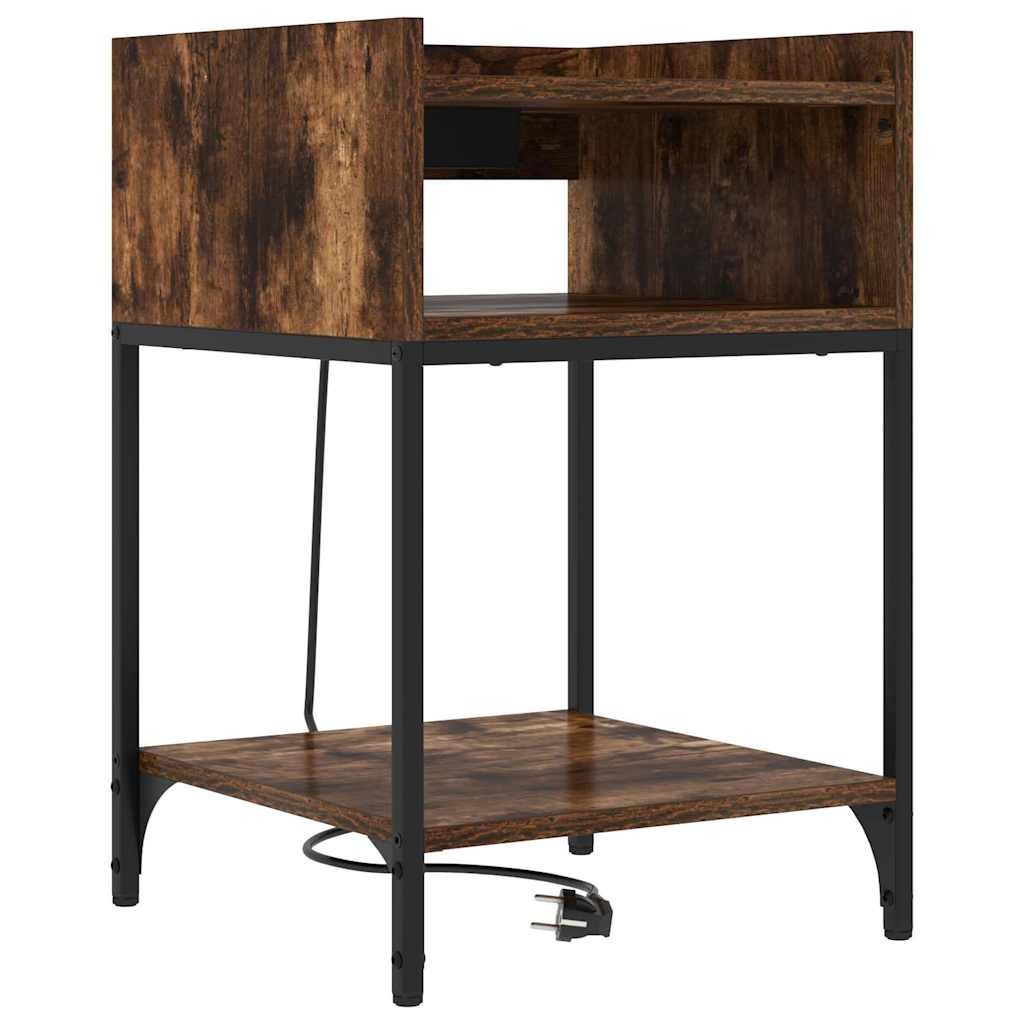 Nachttisch mit Regal 2 pcs Geräucherte Eiche 40 x 40 x 61 cm
