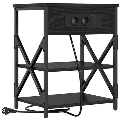 Nachttisch mit Regal 2 pcs Schwarz Eichen-Optik 41 x 31 x 51 cm