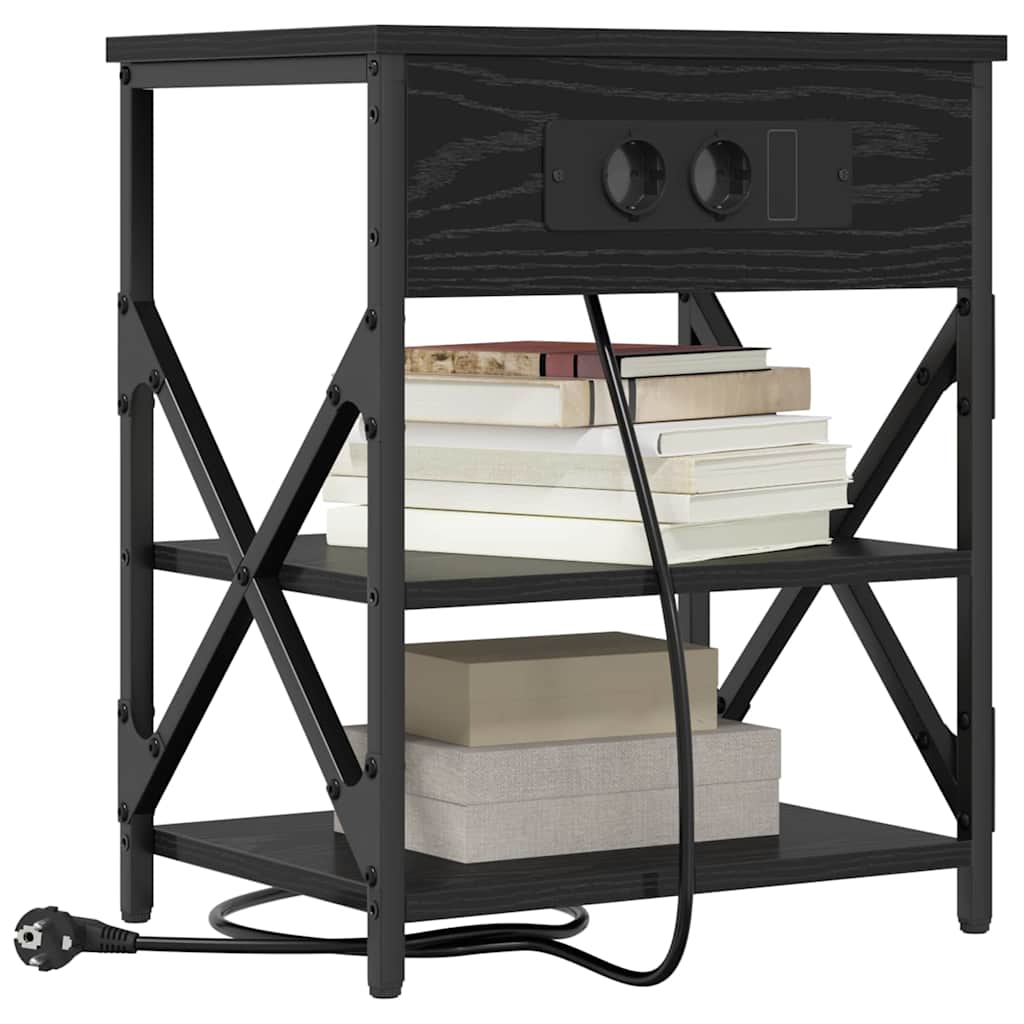 Nachttisch mit Regal 2 pcs Schwarz Eichen-Optik 41 x 31 x 51 cm