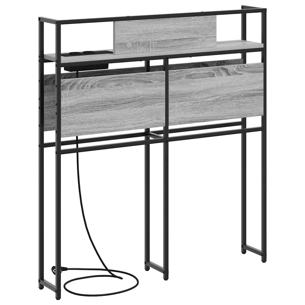 Stauraum-Kopfteil mit Regal Grau Sonoma 90 cm Holzwerkstoff