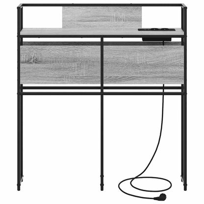 Stauraum-Kopfteil mit Regal Grau Sonoma 90 cm Holzwerkstoff