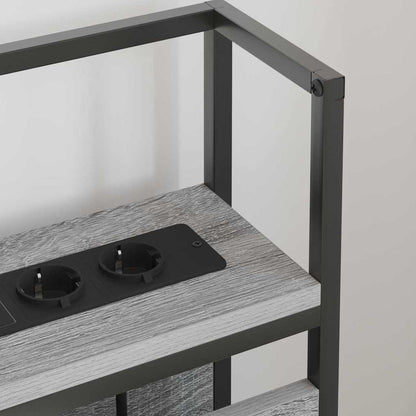 Stauraum-Kopfteil mit Regal Grau Sonoma 120 cm Holzwerkstoff