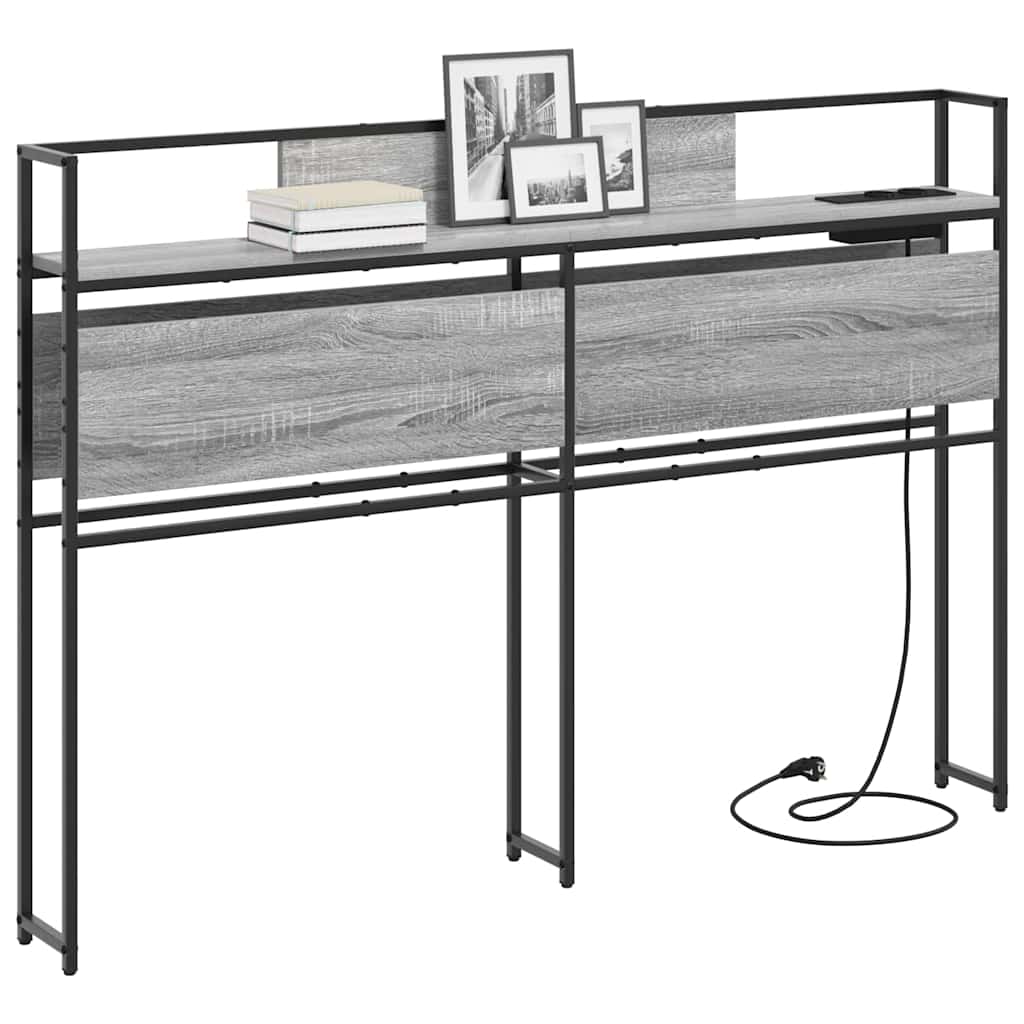 Stauraum-Kopfteil mit Regal Grau Sonoma 120 cm Holzwerkstoff