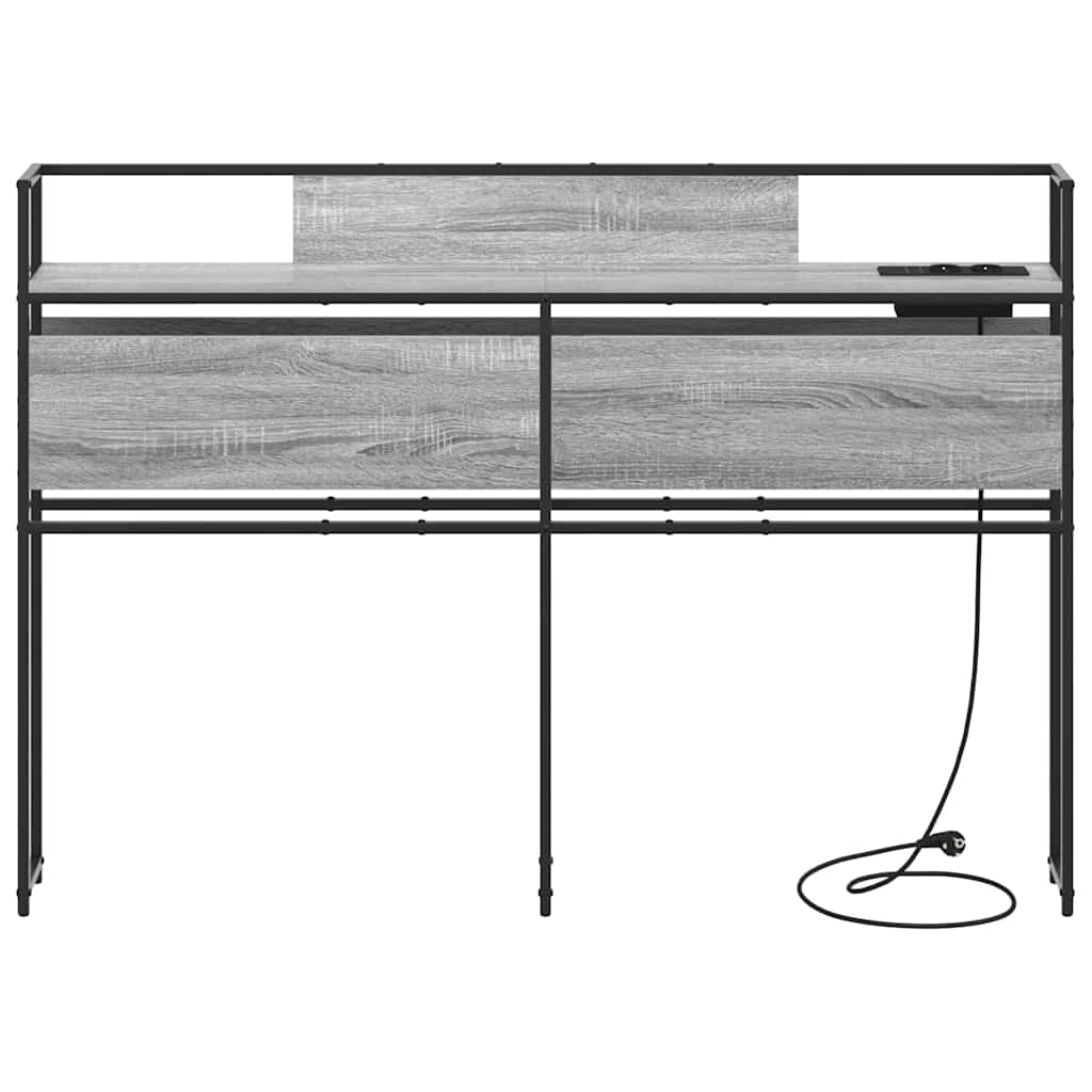 Stauraum-Kopfteil mit Regal Grau Sonoma 135 cm Holzwerkstoff