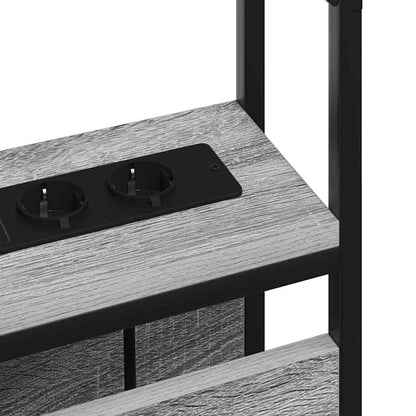 Stauraum-Kopfteil mit Regal Grau Sonoma 160 cm Holzwerkstoff