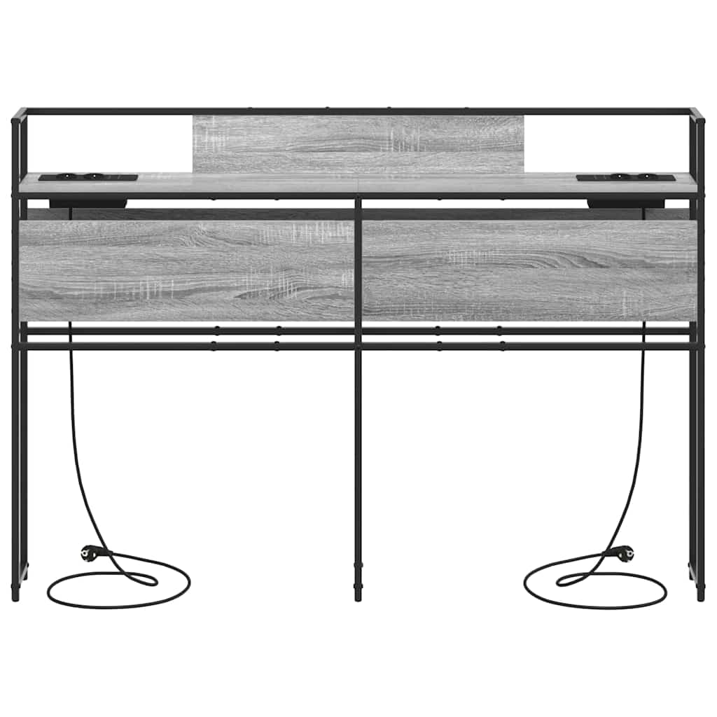 Stauraum-Kopfteil mit Regal Grau Sonoma 160 cm Holzwerkstoff