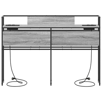 Stauraum-Kopfteil mit Regal Grau Sonoma 160 cm Holzwerkstoff