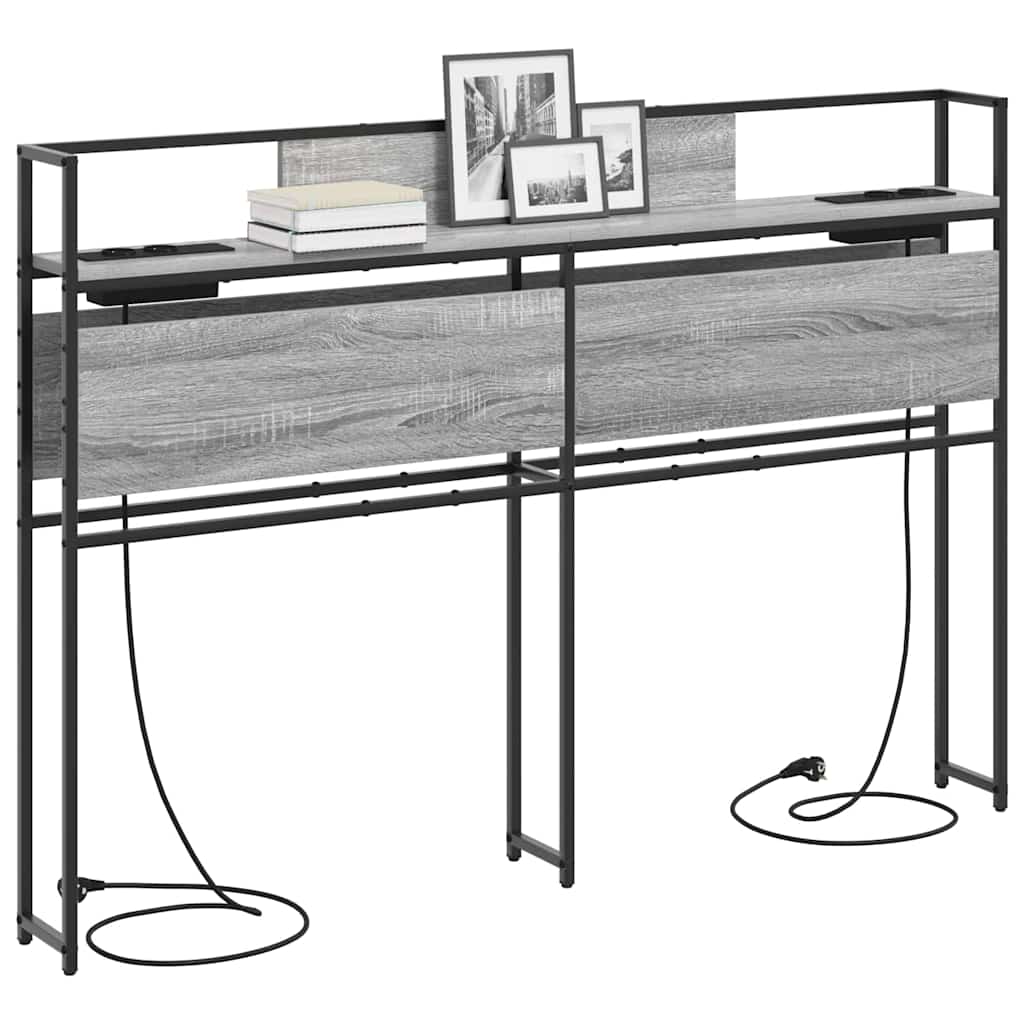 Stauraum-Kopfteil mit Regal Grau Sonoma 160 cm Holzwerkstoff