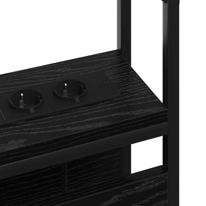 Stauraum-Kopfteil Schwarz Eichen-Optik 180 cm Holzwerkstoff