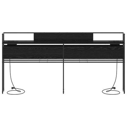 Stauraum-Kopfteil Schwarz Eichen-Optik 180 cm Holzwerkstoff