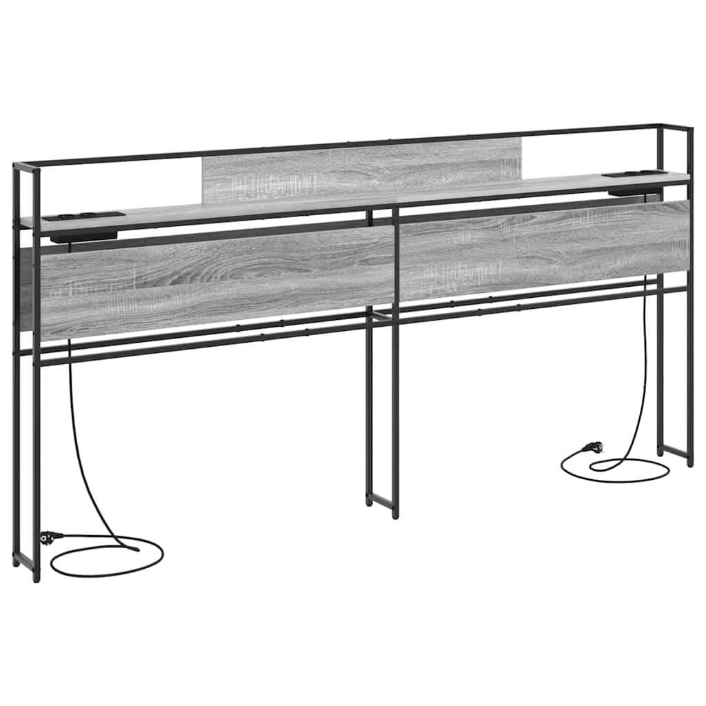 Stauraum-Kopfteil mit Regal Grau Sonoma 180 cm Holzwerkstoff