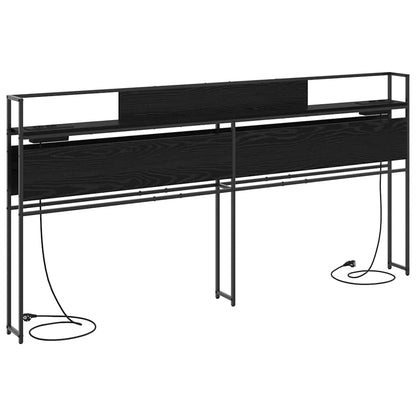 Stauraum-Kopfteil Schwarz Eichen-Optik 200 cm Holzwerkstoff