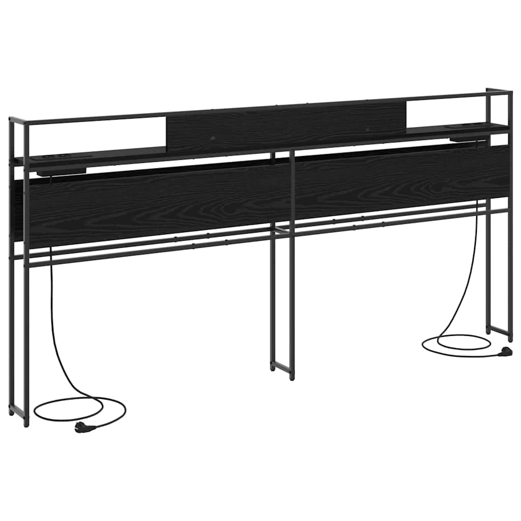 Stauraum-Kopfteil Schwarz Eichen-Optik 200 cm Holzwerkstoff