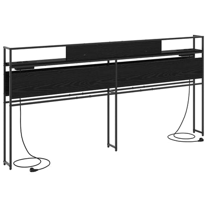 Stauraum-Kopfteil Schwarz Eichen-Optik 200 cm Holzwerkstoff