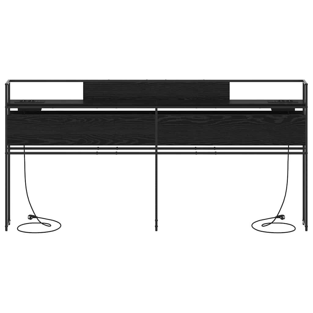 Stauraum-Kopfteil Schwarz Eichen-Optik 200 cm Holzwerkstoff