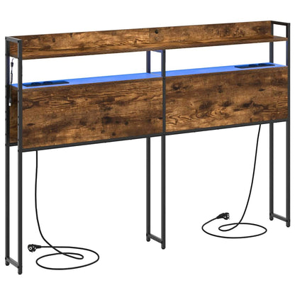 Aufbewahrungskopfteil mit Regal Räuchereiche 140,5 x 15 x 98 cm