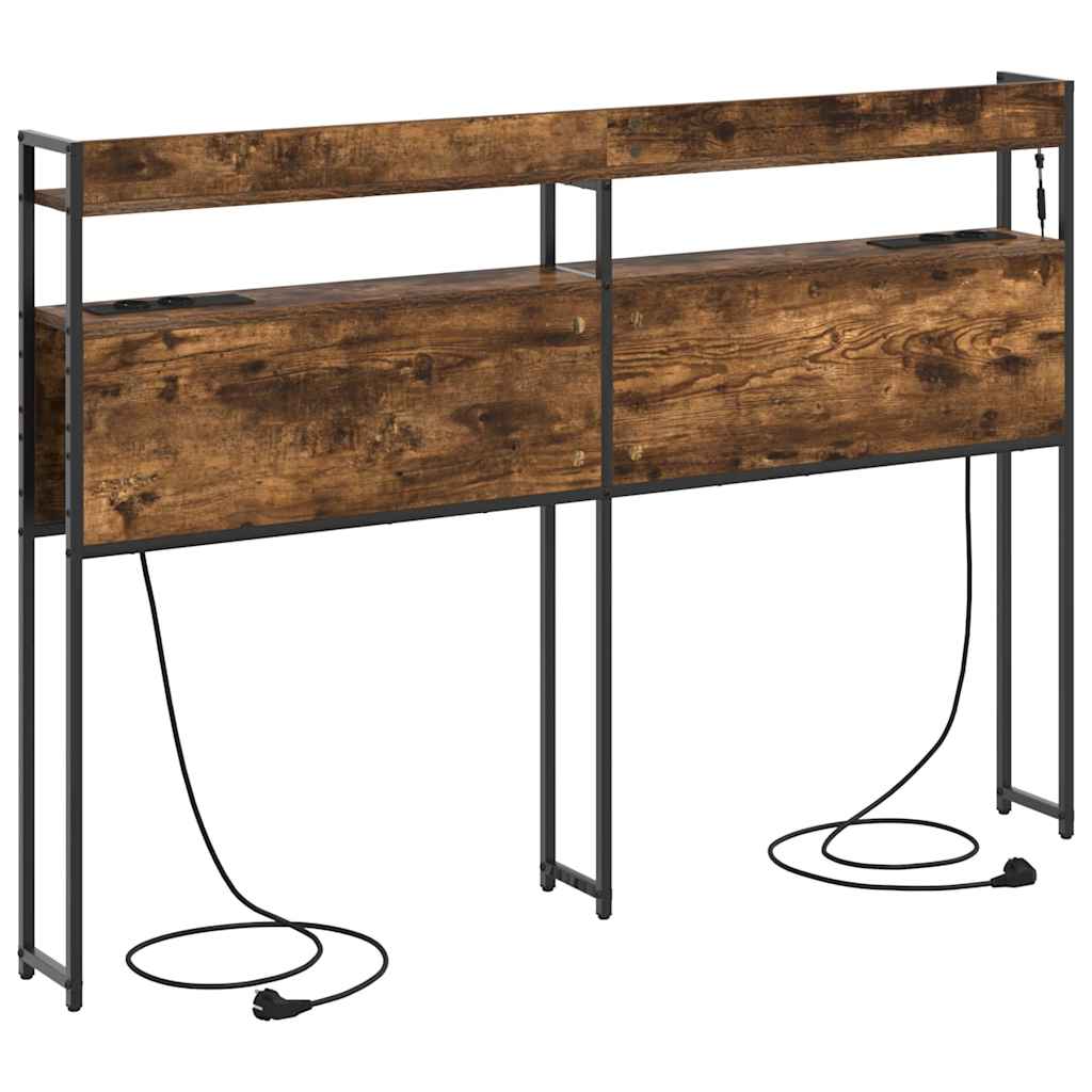 Aufbewahrungskopfteil mit Regal Räuchereiche 140,5 x 15 x 98 cm