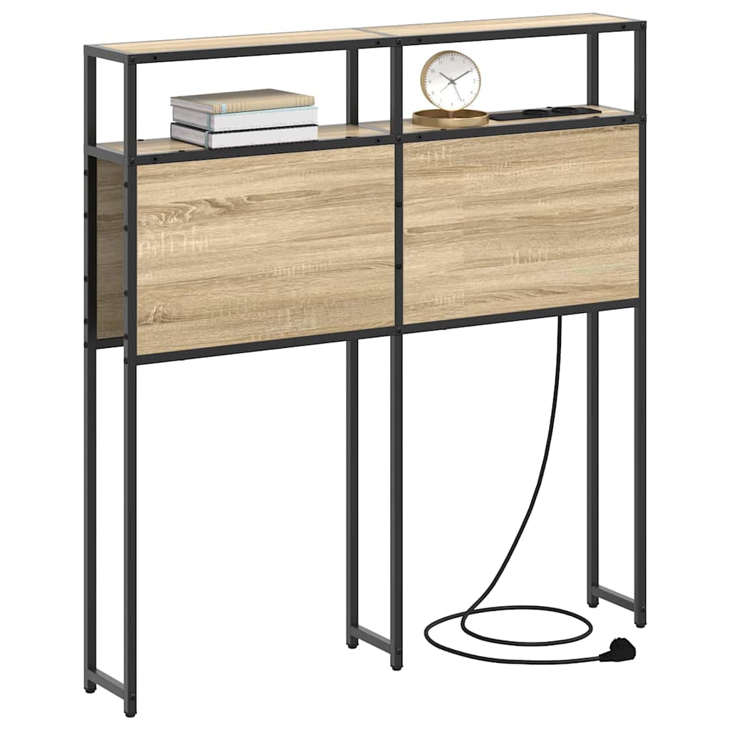 Stauraum-Kopfteil mit Regal Sonoma-Eiche 90 cm Holzwerkstoff