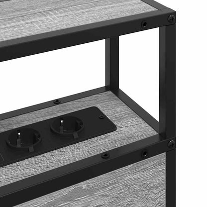 Stauraum-Kopfteil mit Regal Grau Sonoma 135 cm Holzwerkstoff