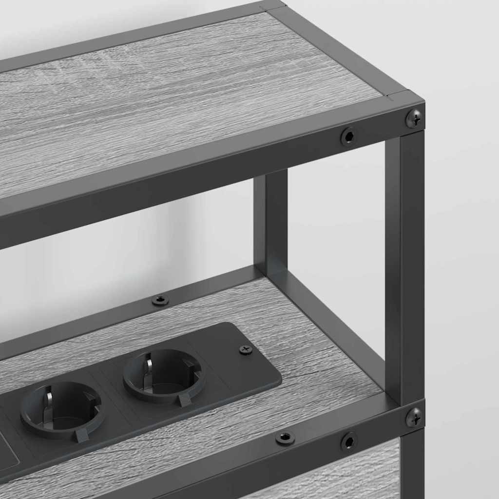 Stauraum-Kopfteil mit Regal Grau Sonoma 135 cm Holzwerkstoff