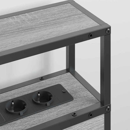 Stauraum-Kopfteil mit Regal Grau Sonoma 150 cm Holzwerkstoff