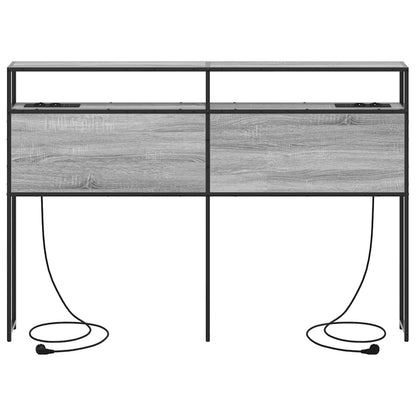 Stauraum-Kopfteil mit Regal Grau Sonoma 150 cm Holzwerkstoff
