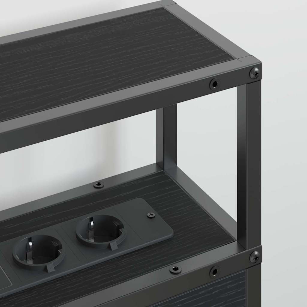 Stauraum-Kopfteil Schwarz Eichen-Optik 160 cm Holzwerkstoff