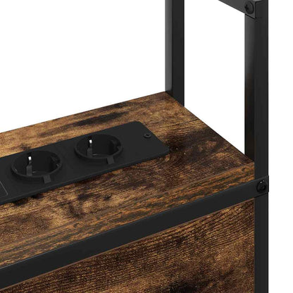 Kopfteil mit Stauraum mit Ladestation mit Regal Räuchereiche