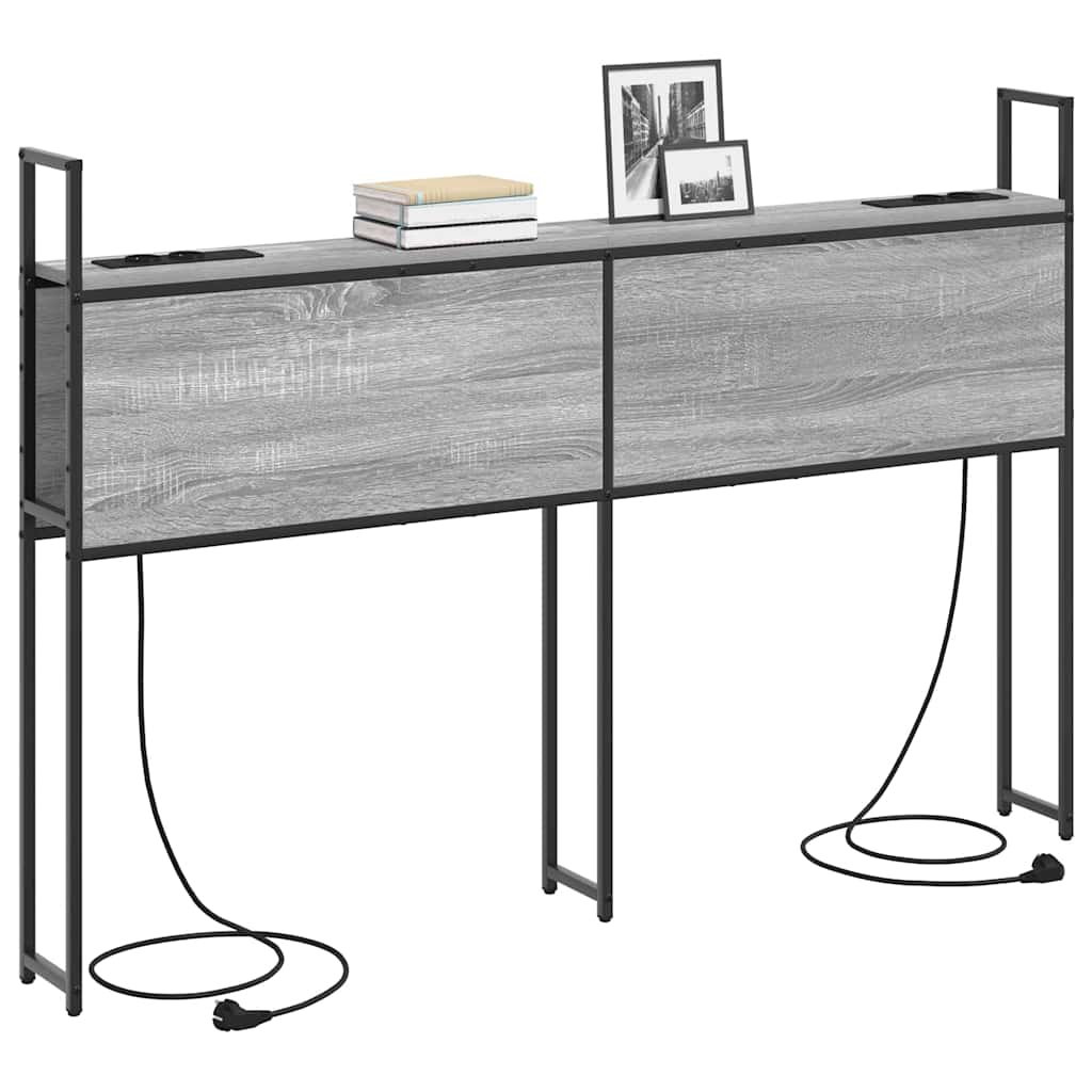 Kopfteil mit Stauraum mit Ladestation Grau Sonoma Holzwerkstoff