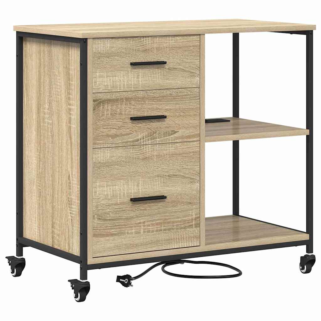 Schrank mit Ladestation Mit Rad Sonoma-Eiche 76 x 41 x 72 cm