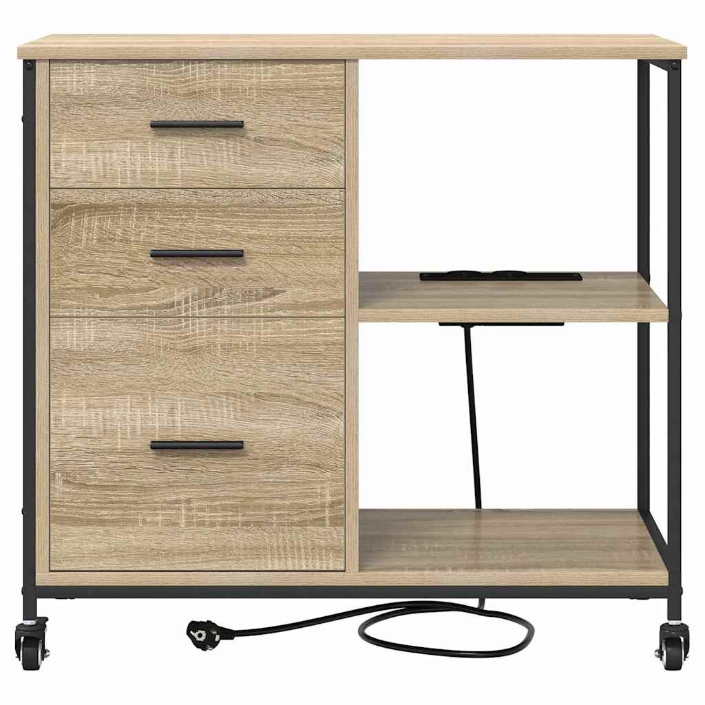 Schrank mit Ladestation Mit Rad Sonoma-Eiche 76 x 41 x 72 cm