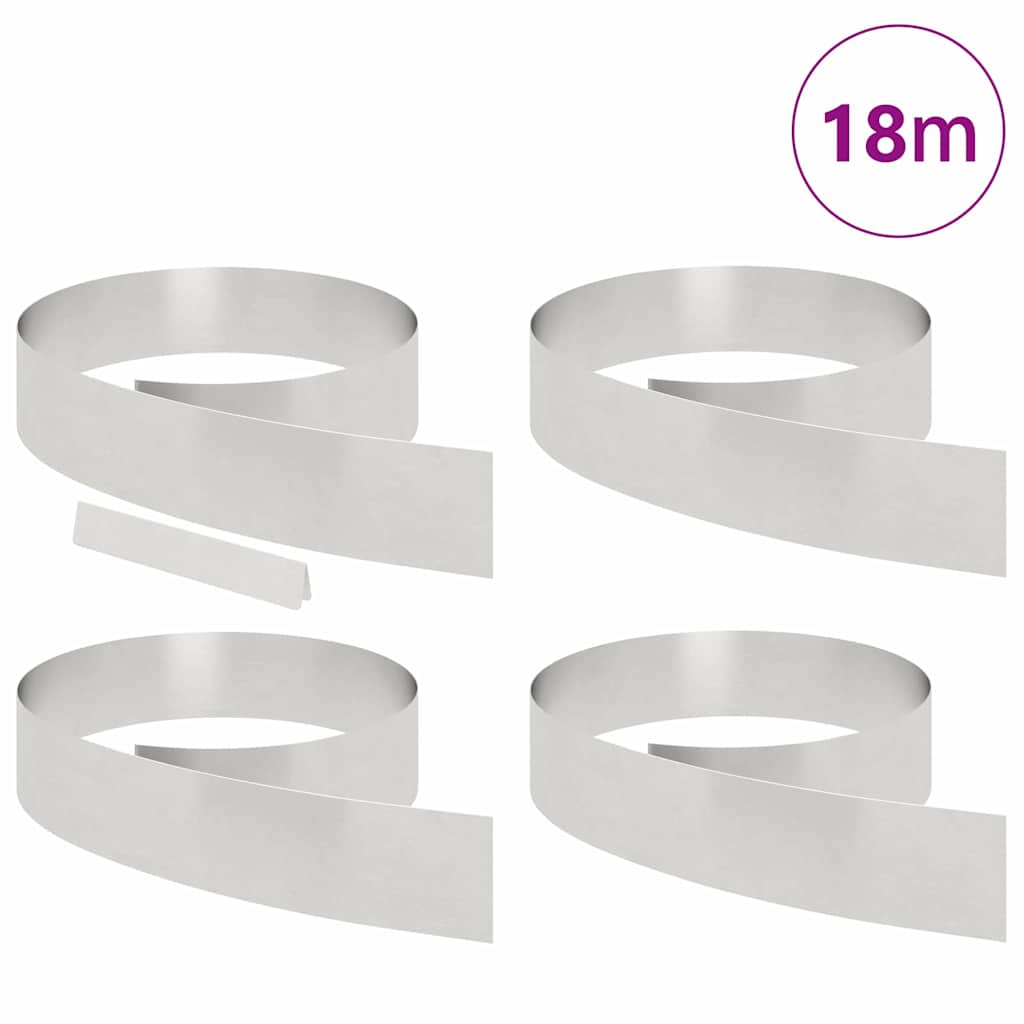 Raseneinfassung 4 pcs Silber 450 x 0,05 x 15 cm Edelstahl