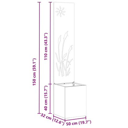 Garten Sichtschutz-Leinwand Silber 32 x 140 cm Verzinkter Stahl