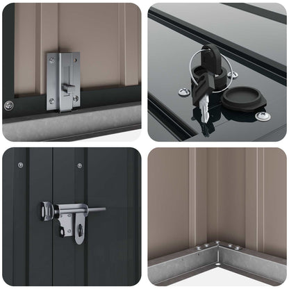 Gartenlagerbox Schwarz 214 x 82 x 132 cm Stahl