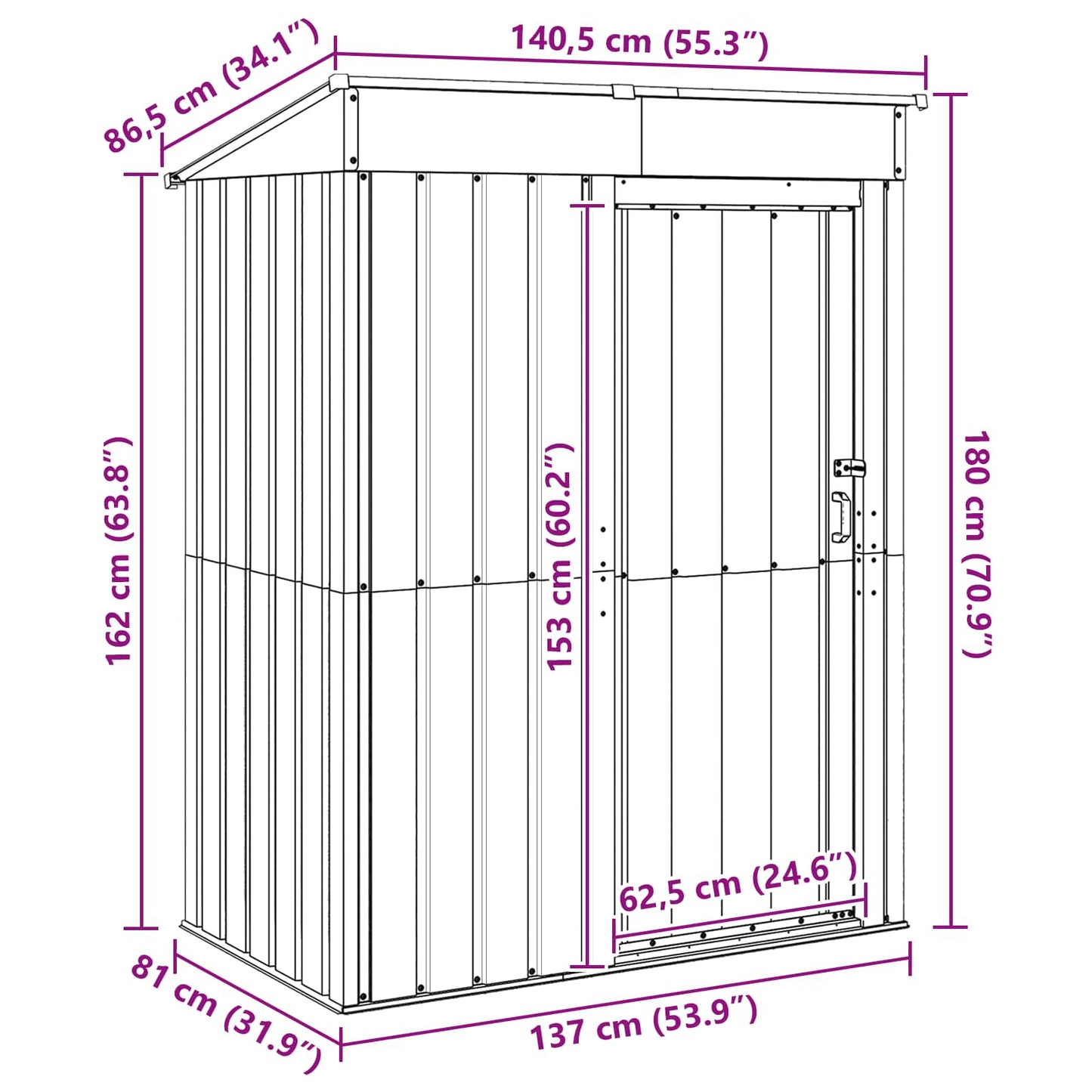 Gartenhütten Anthrazit 137 x 81 x 180 cm Metall