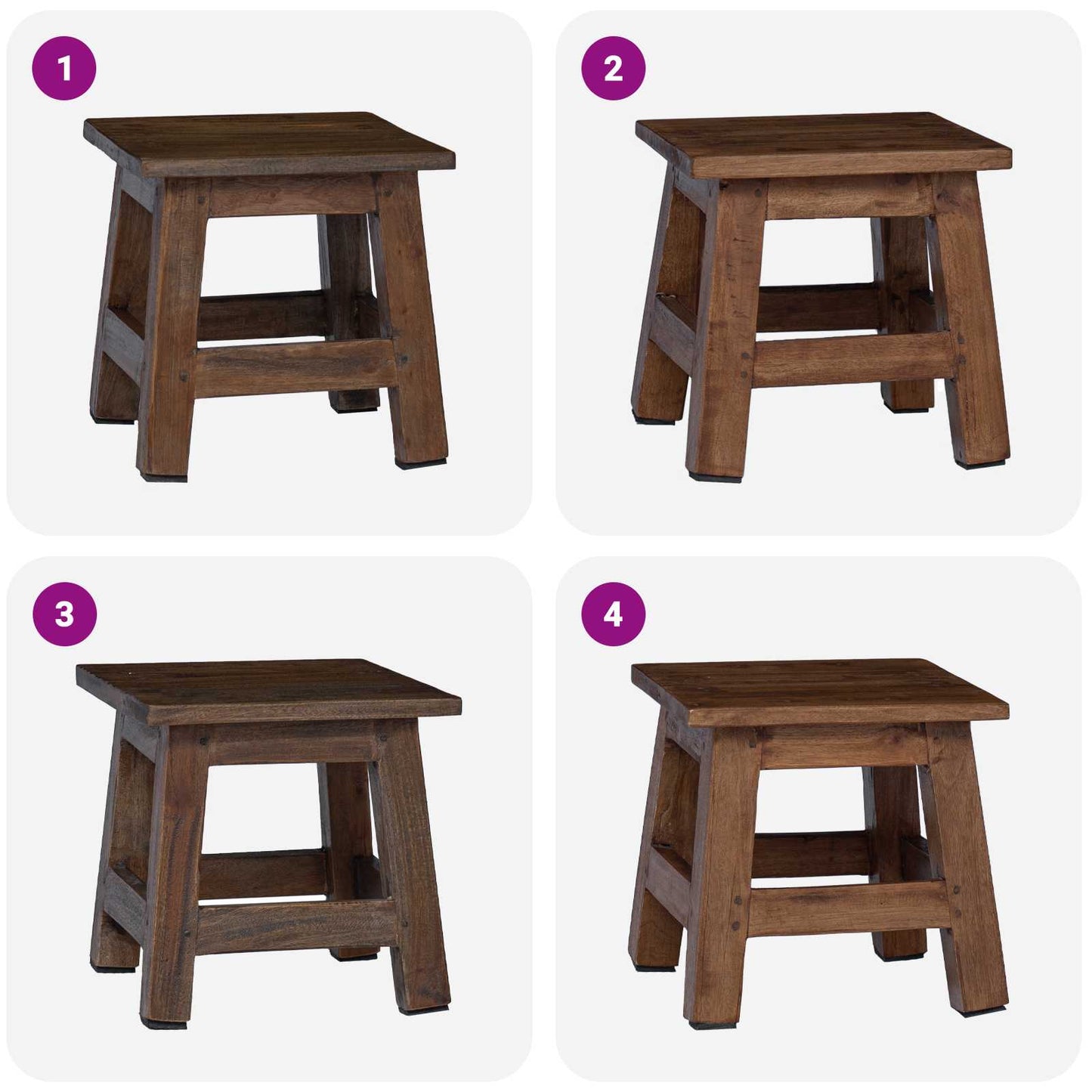 Hocker Natur 26 x 26 x 26 cm Mahagoni Holz