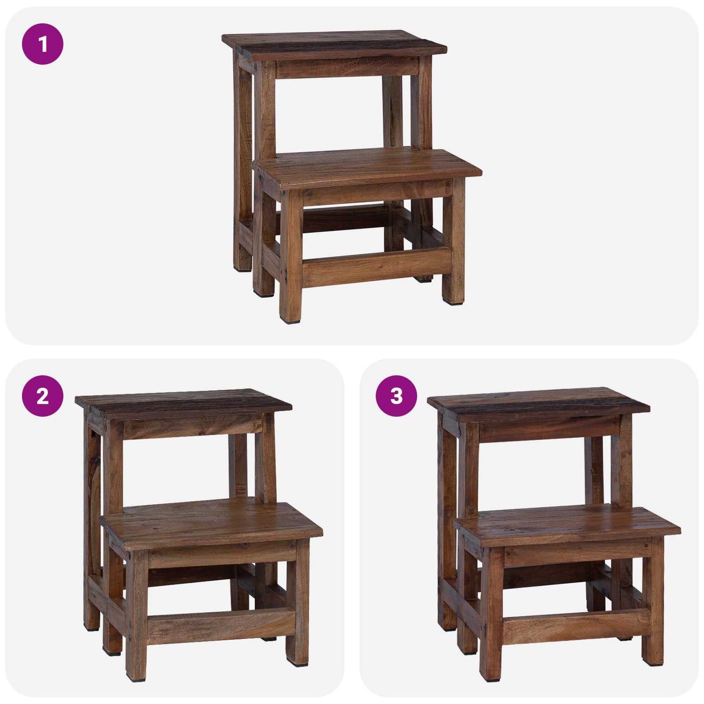 Hocker Natur 37 x 37 x 46 cm Mahagoni Holz