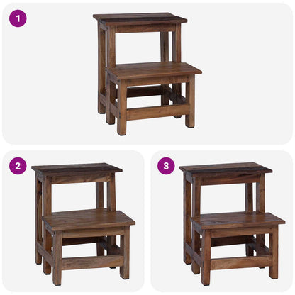 Hocker Natur 37 x 37 x 46 cm Mahagoni Holz