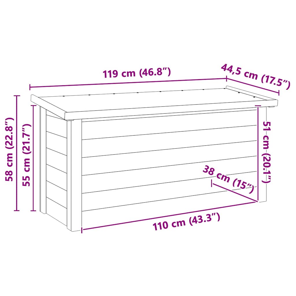 Aufbewahrungsbox mit Speicher Natur 119 x 44,5 x 58 cm